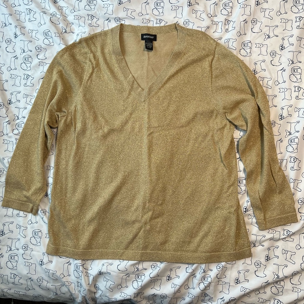 Avenue Metallic Gold Knit Sweater